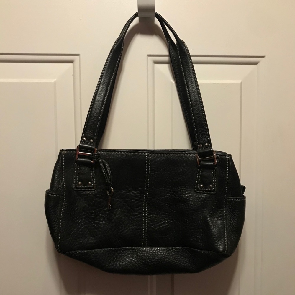 Small black leather fossil purse